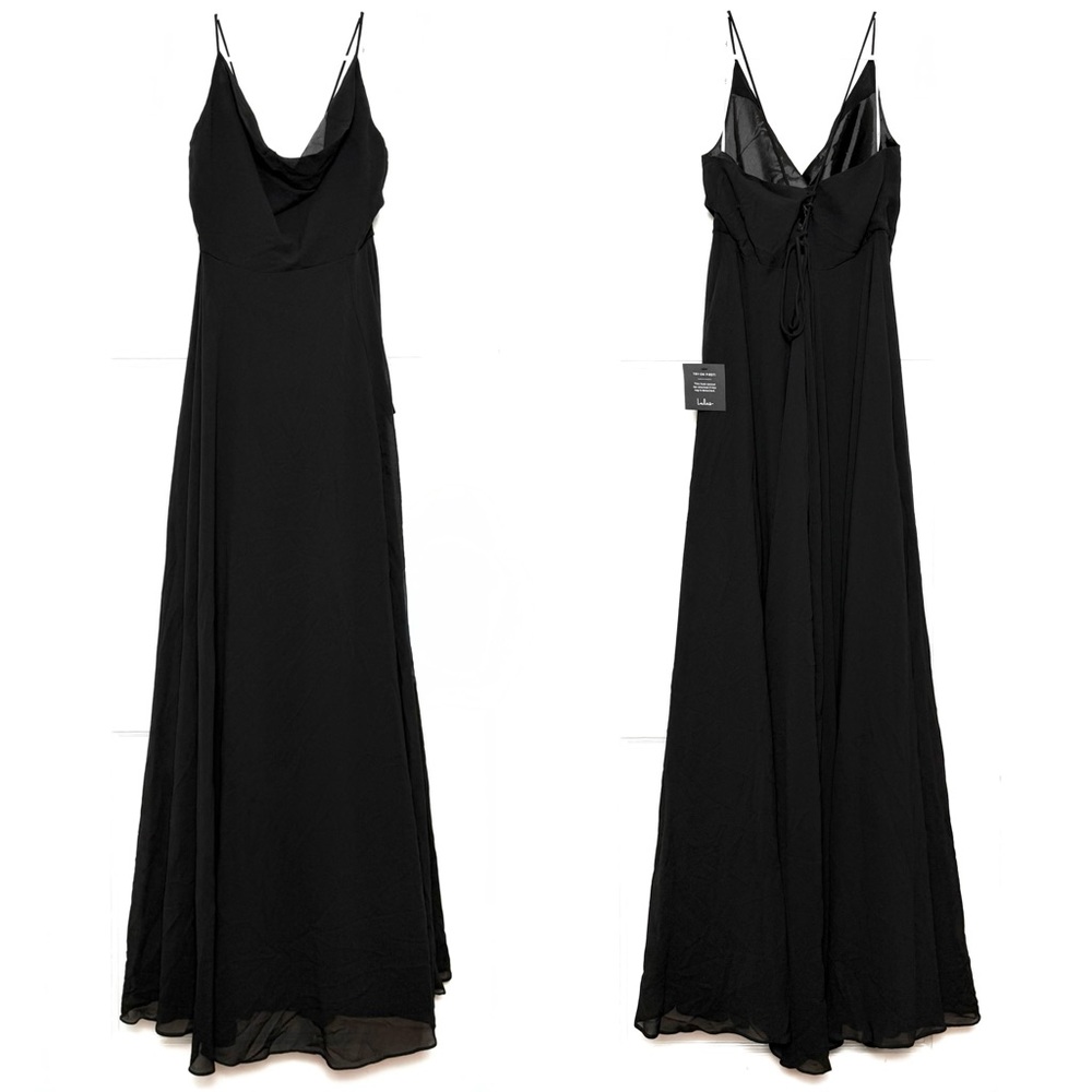 NWT LULUS Chiffon Draped Neck Lace Up Corset Back Formal Wedding Guest Dress XL - Picture 5 of 9